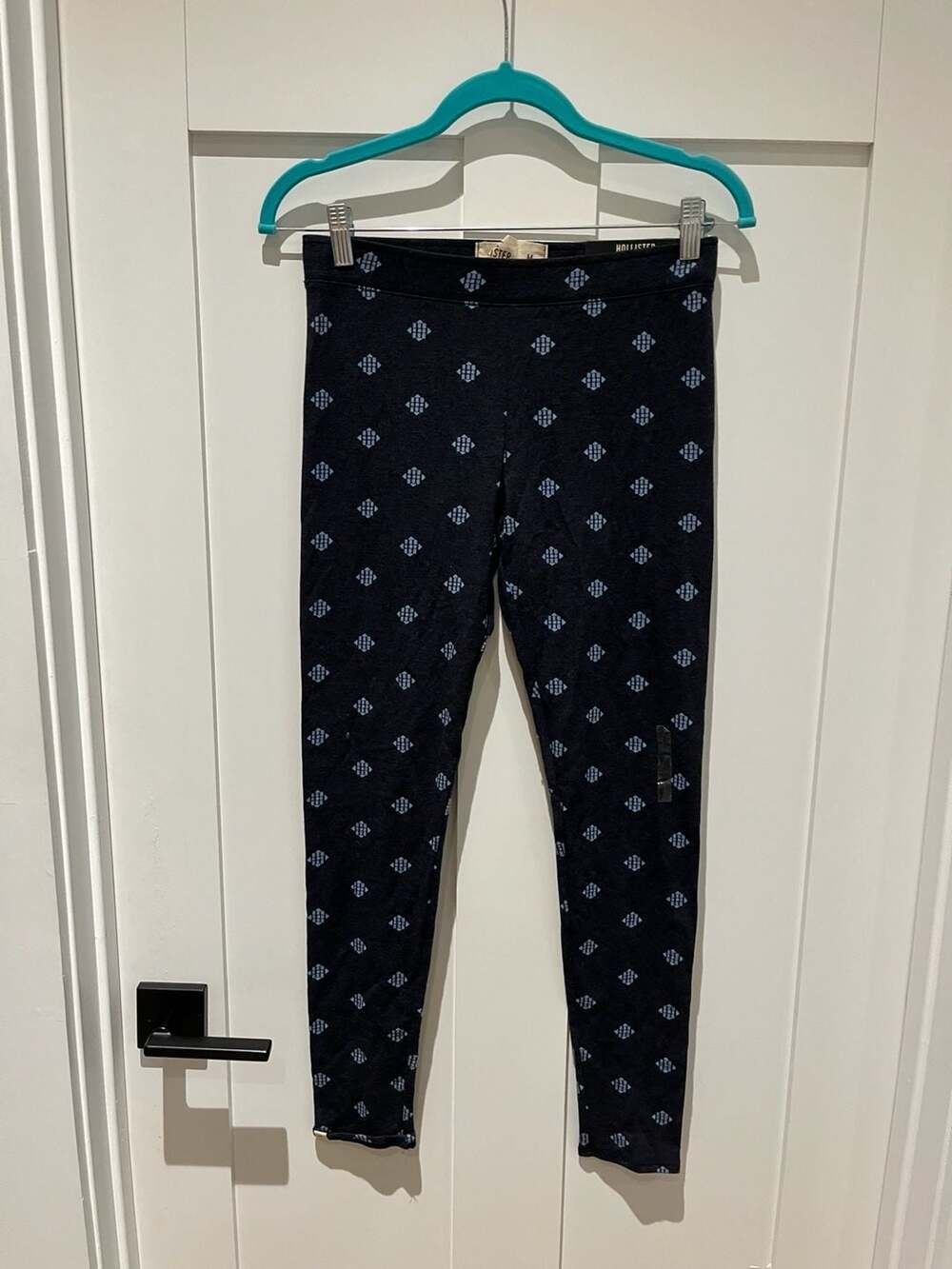 Hollister High Rise Legging Geometric Print Black Blue Size M